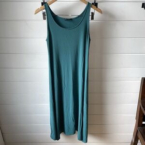 Eileen Fisher Petite Stretch Jersey Knit Tank Dress In Green Size: PS Breathable